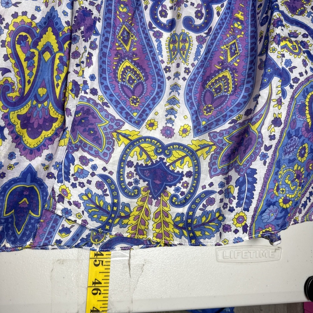 Lauren Ralph Lauren Maxi Dress Womens 8 Paisley Lined Tiered Silk Cotton Summer - Picture 14 of 14